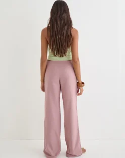 Cursa Trouser in Linen Dusty Rose with Belt