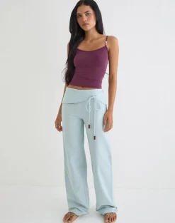Cursa Trouser in Linen Steel Blue with Belt