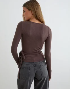 Dakyung Long Sleeve Top in Thick Rib Coffee Quartz