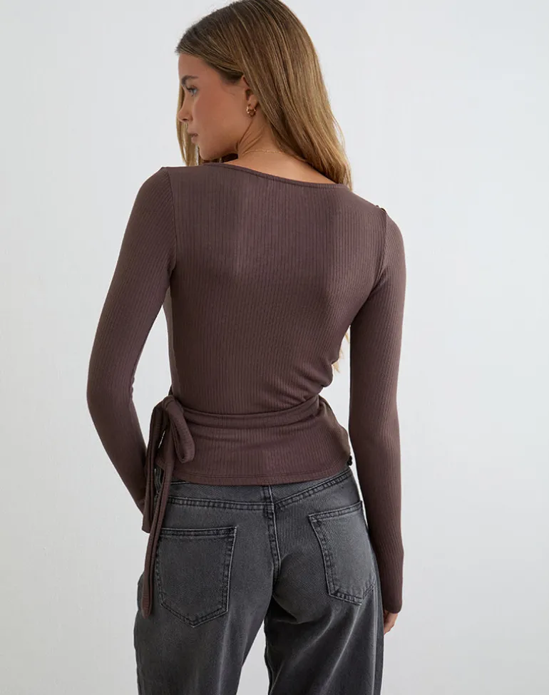 Dakyung Long Sleeve Top in Thick Rib Coffee Quartz
