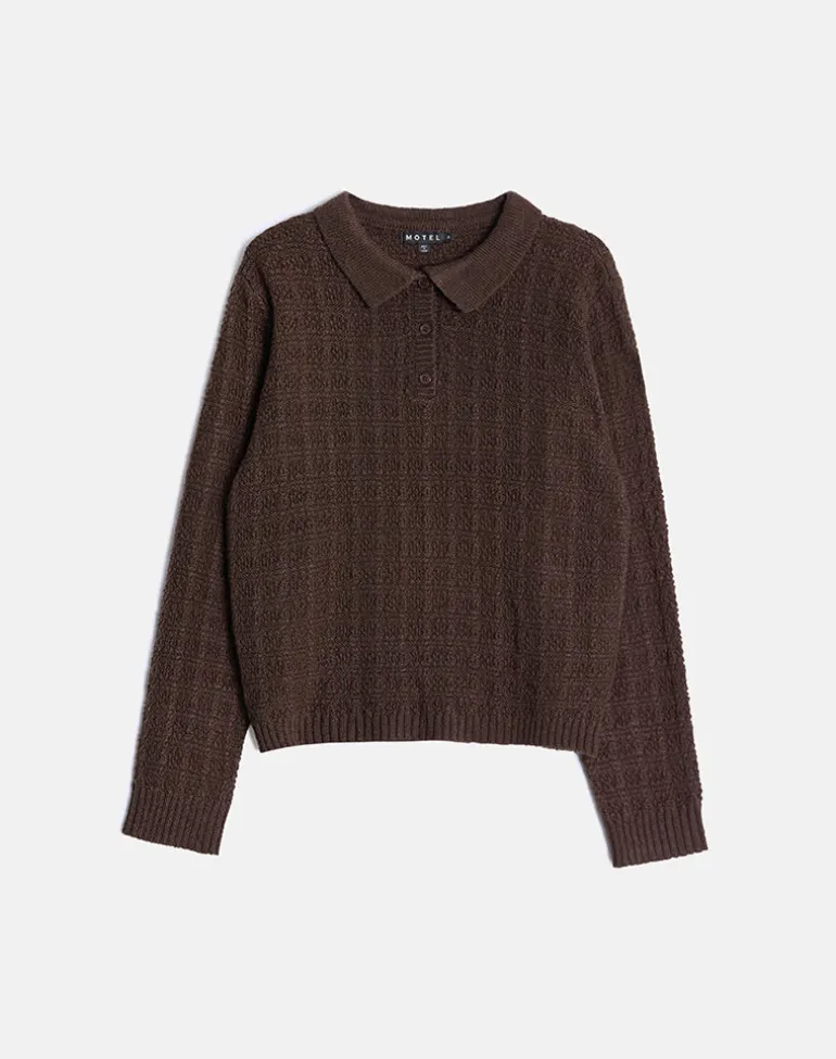 Dalina Knit Jumper in Check Brown