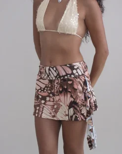 Dalita Mini Drape Skirt in Enchanted Brown