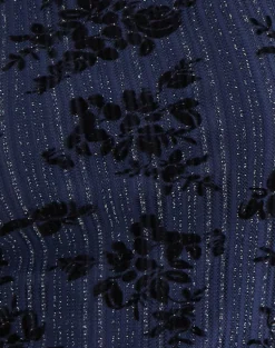 Damske Vest Top in Flocked Shimmer Plisse Navy