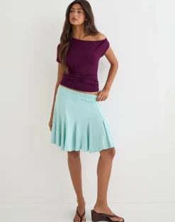 Danama One Shoulder Top in Rayon Jersey Fig