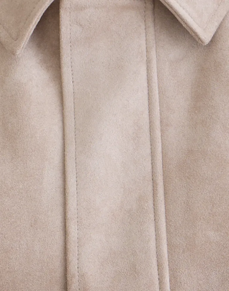 Dante Boxy Jacket in Faux Suede Tan