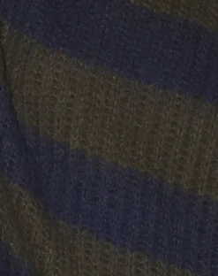 Daren Knitted Oversized Jumper in Khaki and Navy Blue Stripe