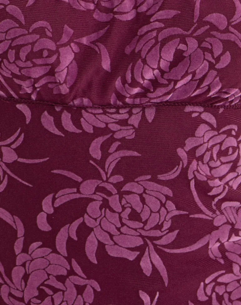 Darsih Maxi Dress in Flock Shadow Leaf Plum