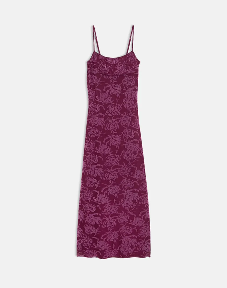 Darsih Maxi Dress in Flock Shadow Leaf Plum
