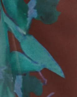 Dartina Maxi Slip Skirt in Brown with Blue Desert Rose