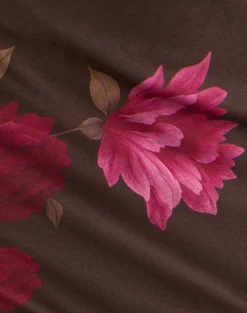 Davia Mini Skirt in Brown with Pink Flower Print