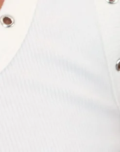 Dax Eyelet Ribbed Vest Top in White