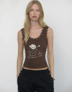 Daxio Vest Top in Cocoa American Dream with Studs