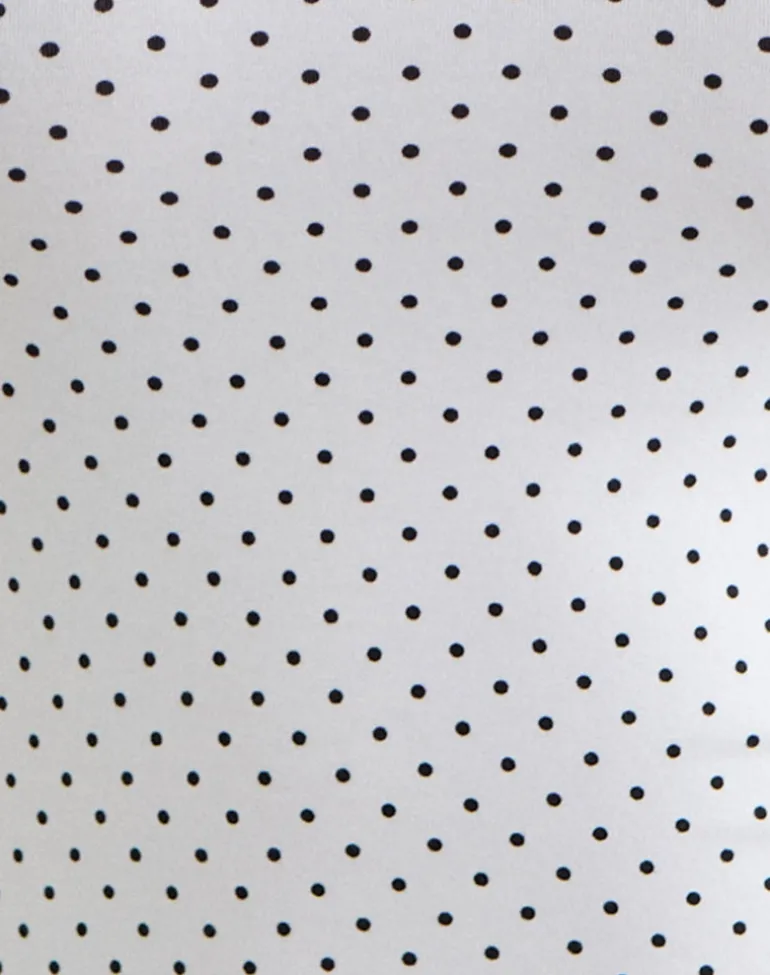 Delano Top in White with Micro Polka Black Print