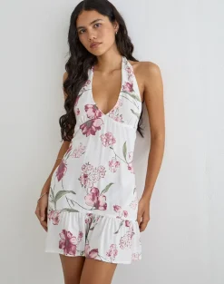 Deliana Mini Dress in Femme Floral White