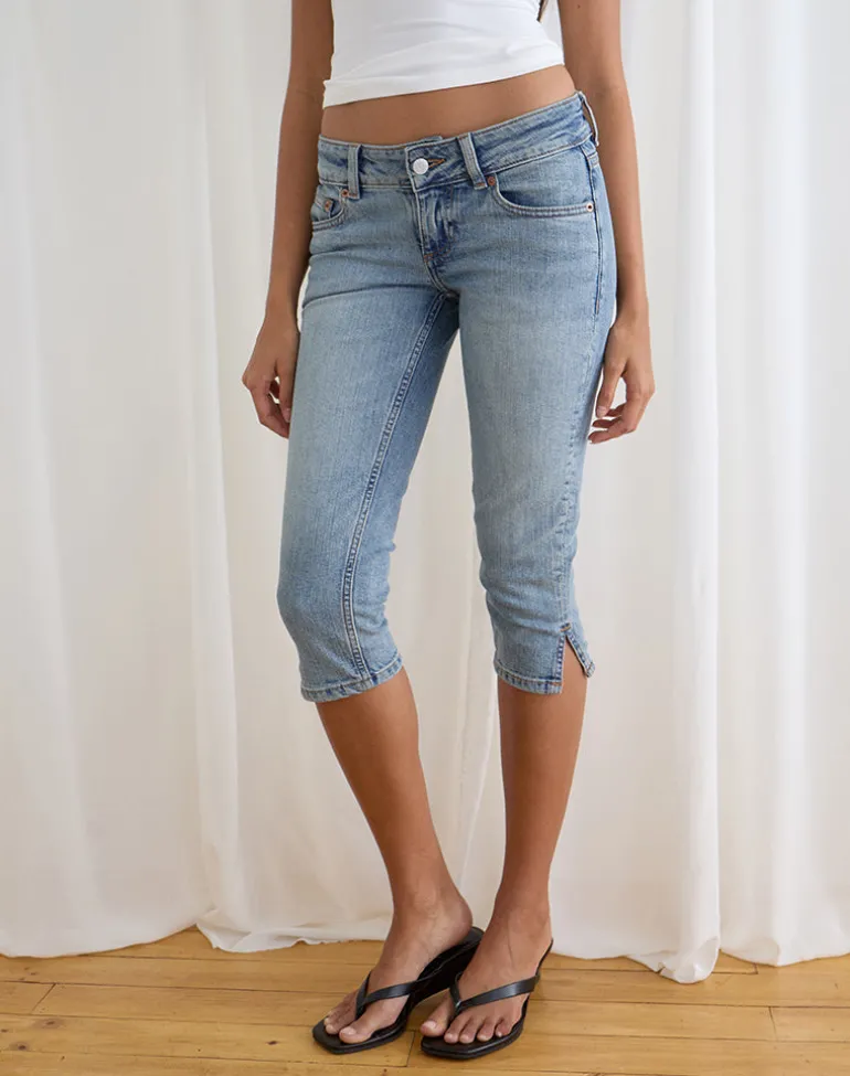 Denim Capri Jean in Vintage Blue Wash