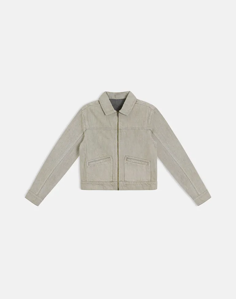 Denim Cinch Jacket in Oat