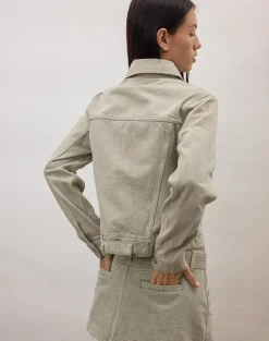 Denim Cinch Jacket in Oat