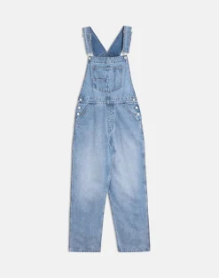 Denim Dungaree in Bright Blue Used