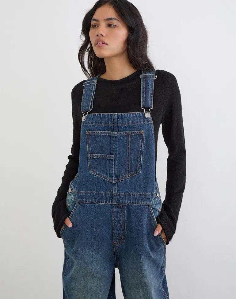 Denim Dungaree in Mid Blue Tint