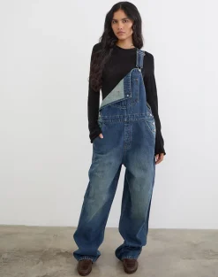 Denim Dungaree in Mid Blue Tint