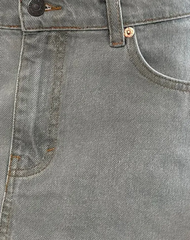 Denim Raw Hem Mini Skirt in Grey Bleach