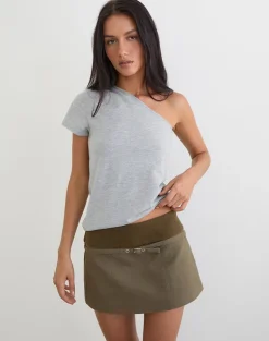Desau Mini Skirt in Twill Khaki