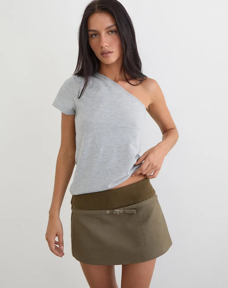 Desau Mini Skirt in Twill Khaki