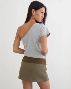Desau Mini Skirt in Twill Khaki