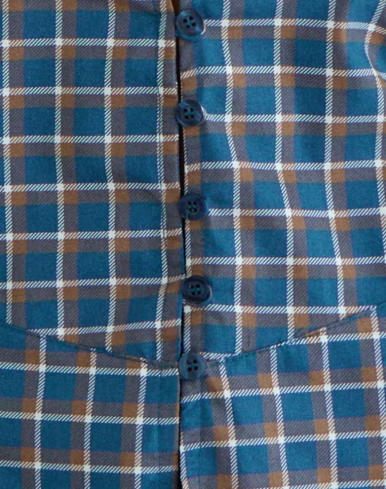 Devlon Blouse in Medium Tartan Blue
