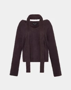 Dikara Jumper with Scarf in Knit Brown
