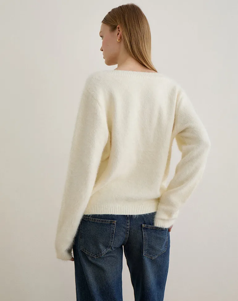 Dikara Jumper with Scarf in Knit Off White