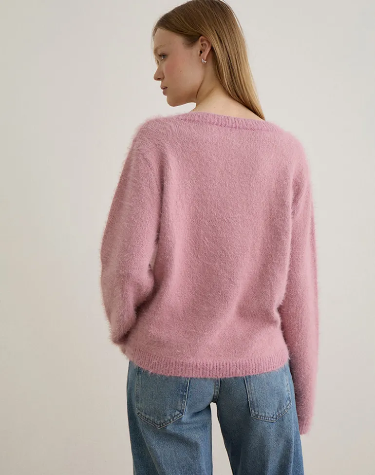 Dikara Jumper with Scarf in Knit Dusty Pink