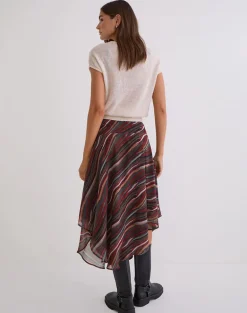 Diona Midi Skirt in Chiffon 70's Shadow Stripe