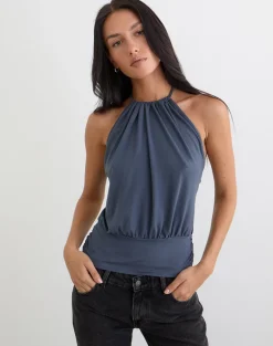 Diraka High Neck Top in Jersey Ocean Storm