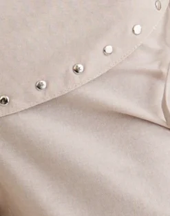Doka Trouser in Stone Linen with Studs Trim