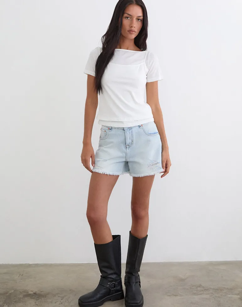Dolman Tee in Tissue Jersey Off White