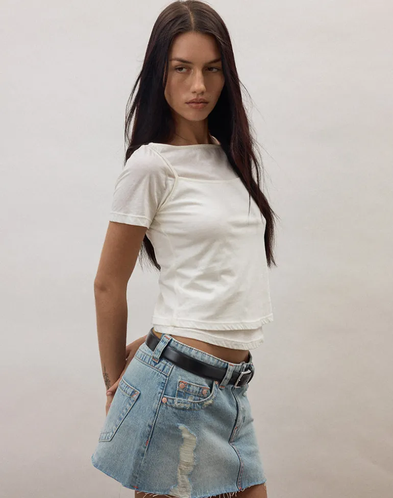 Dolman Tee in Tissue Jersey Off White