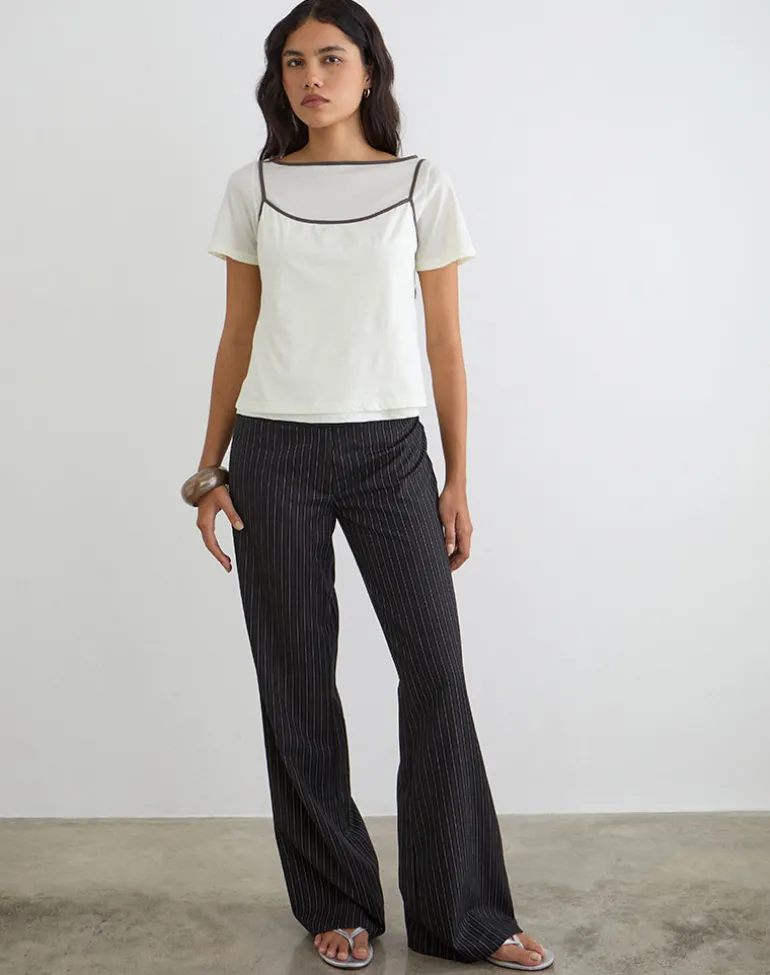 Dolman Tee in Vanilla Ice with Walnut Binding