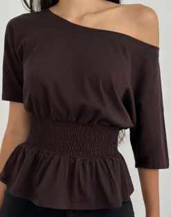 Domani Off the Shoulder Top in Chocolate