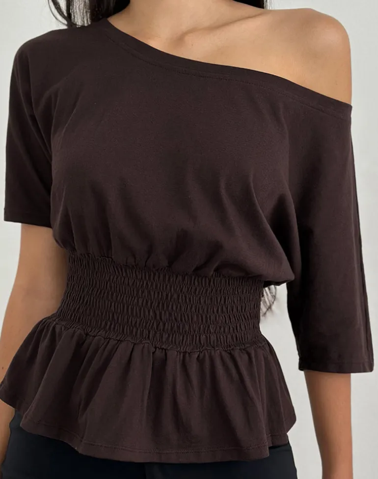 Domani Off the Shoulder Top in Chocolate