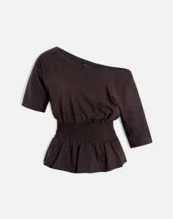 Domani Off the Shoulder Top in Chocolate