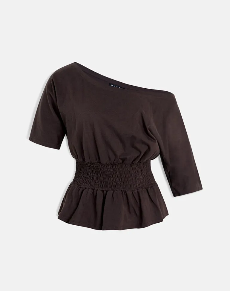 Domani Off the Shoulder Top in Chocolate