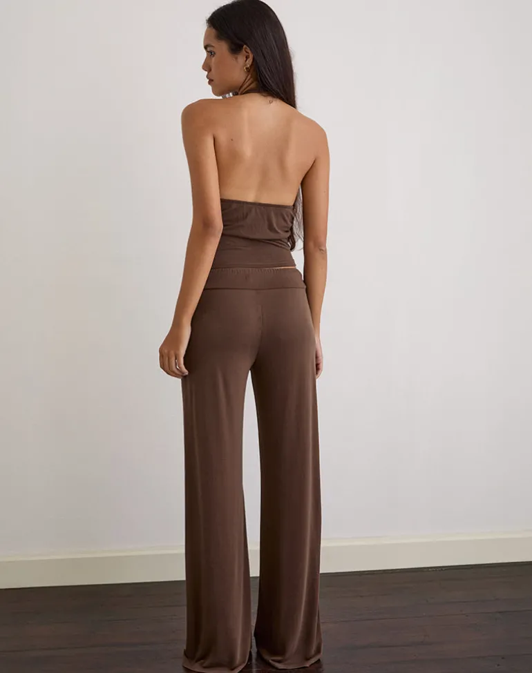 Donata Trouser in Cupro Dark Brown