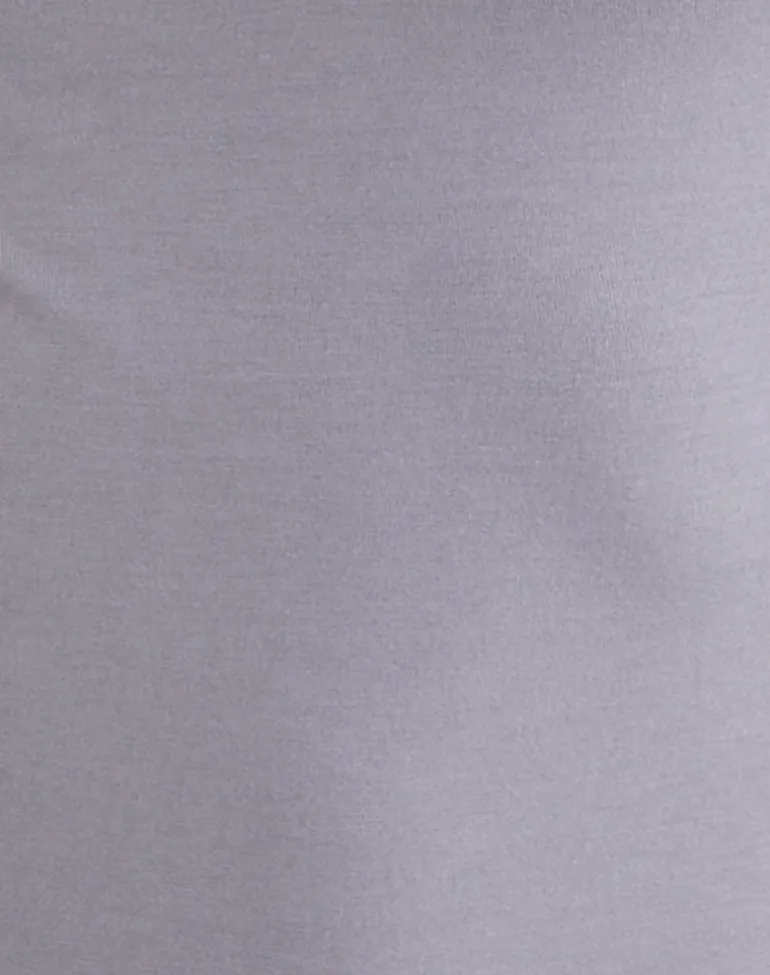 Donela Long Sleeve Top with Flower Ring in Lilac Grey
