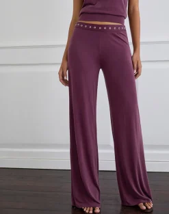 Donika Studded Waistband Trouser in Plum