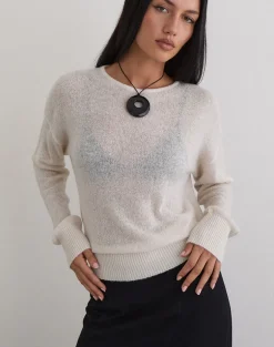 Dorina Long Sleeve Top in Knit Ecru