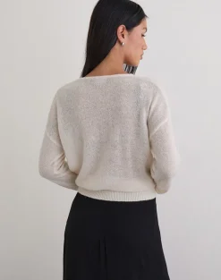 Dorina Long Sleeve Top in Knit Ecru