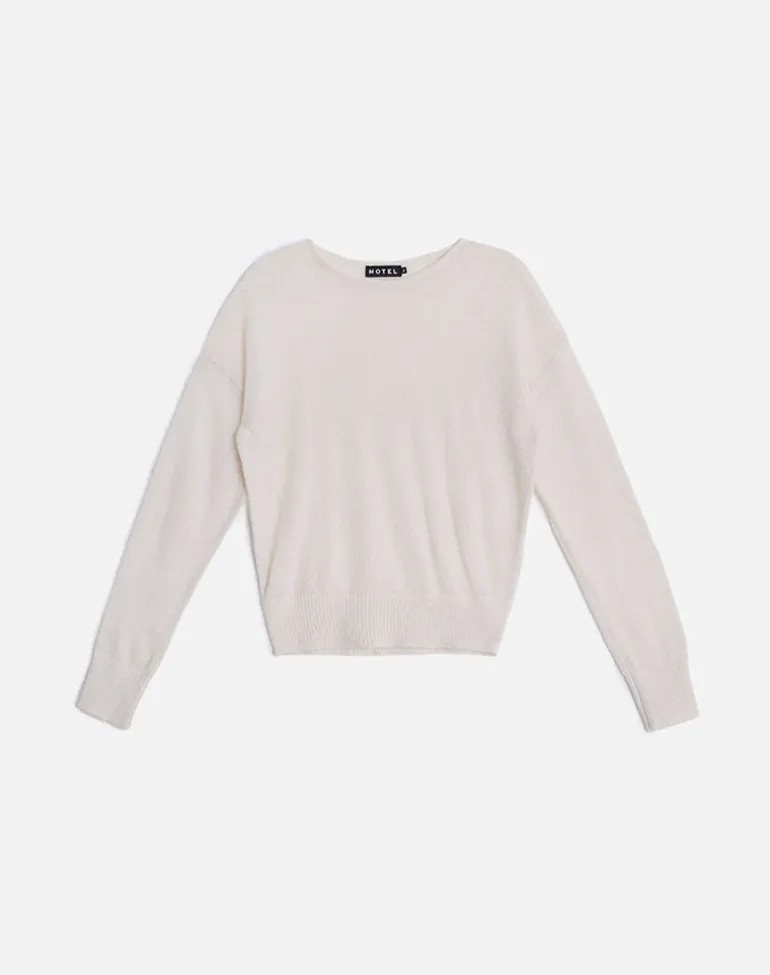 Dorina Long Sleeve Top in Knit Ecru
