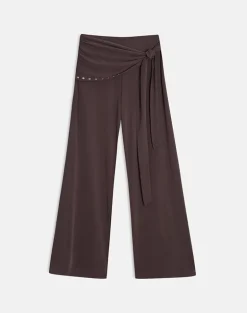 Dovina Trouser in Cupro Dark Brown