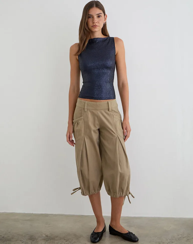 Dudley Vest Top in Drape Sequin Navy